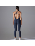 Flexy Flow - Nyitott hátú - Fitness és jóga overál (sötétkék)