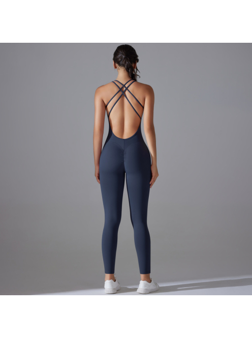 Flexy Flow - Nyitott hátú - Fitness és jóga overál (sötétkék)