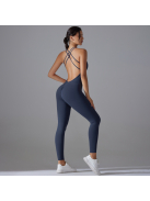 Flexy Flow - Nyitott hátú - Fitness és jóga overál (sötétkék)