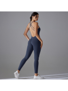 Flexy Flow - Nyitott hátú - Fitness és jóga overál (sötétkék)