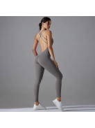 Flexy Flow - Nyitott hátú - Fitness és jóga overál (delfinszürke)