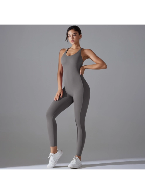 Flexy Flow - Nyitott hátú - Fitness és jóga overál (delfinszürke)