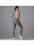 Flexy Flow - Nyitott hátú - Fitness és jóga overál (delfinszürke)