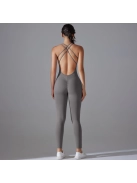 Flexy Flow - Nyitott hátú - Fitness és jóga overál (delfinszürke)