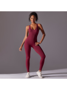 Pro Play - Nyitott hátú - Fitness és jóga overál (bordó)