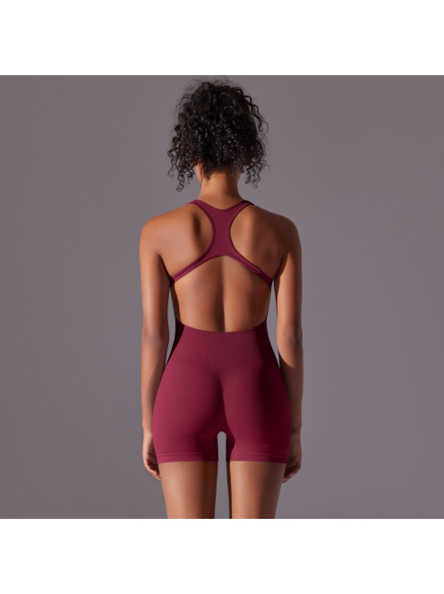 Pro Play - Nyitott hátú - Fitness és jóga overál (bordó)