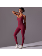 Pro Play - Nyitott hátú - Fitness és jóga overál (bordó)