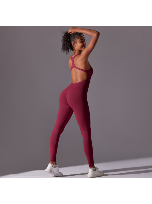 Pro Play - Nyitott hátú - Fitness és jóga overál (bordó)