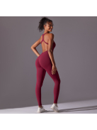 Pro Play - Nyitott hátú - Fitness és jóga overál (bordó)