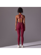 Pro Play - Nyitott hátú - Fitness és jóga overál (bordó)