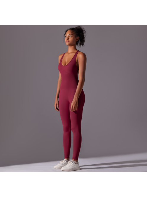 Pro Play - Nyitott hátú - Fitness és jóga overál (bordó)
