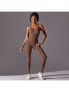 Pro Play - Nyitott hátú - Fitness és jóga overál (őzbarna)