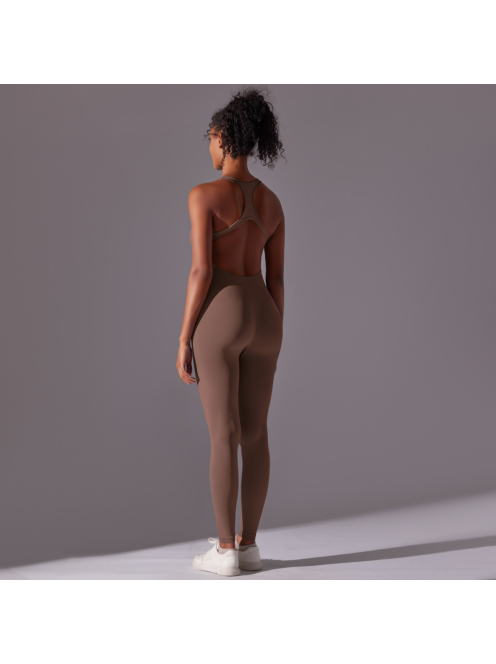 Pro Play - Nyitott hátú - Fitness és jóga overál (őzbarna)