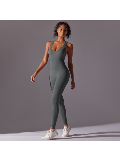 Pro Play - Nyitott hátú - Fitness és jóga overál (delfinszürke)