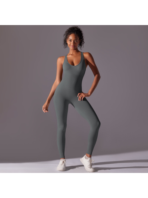 Pro Play - Nyitott hátú - Fitness és jóga overál (delfinszürke)