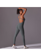 Pro Play - Nyitott hátú - Fitness és jóga overál (delfinszürke)