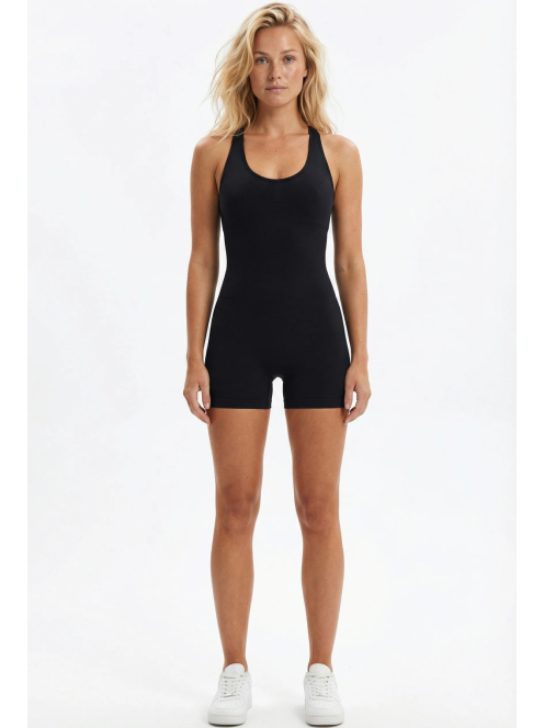 Pro Play - Nyitott hátú - Fitness és jóga overál (fekete)