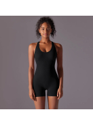 Pro Play - Nyitott hátú - Fitness és jóga overál (fekete)