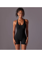 Pro Play - Nyitott hátú - Fitness és jóga overál (fekete)