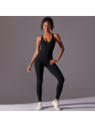 Pro Play - Nyitott hátú - Fitness és jóga overál (fekete)