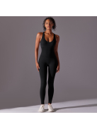 Pro Play - Nyitott hátú - Fitness és jóga overál (fekete)