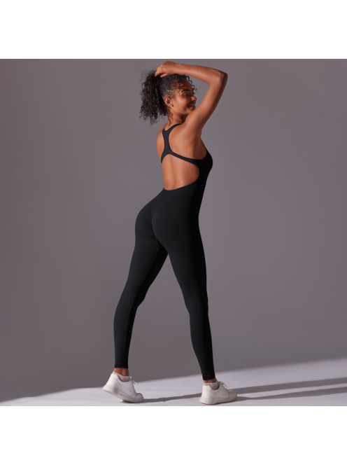 Pro Play - Nyitott hátú - Fitness és jóga overál (fekete)