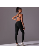 Pro Play - Nyitott hátú - Fitness és jóga overál (fekete)