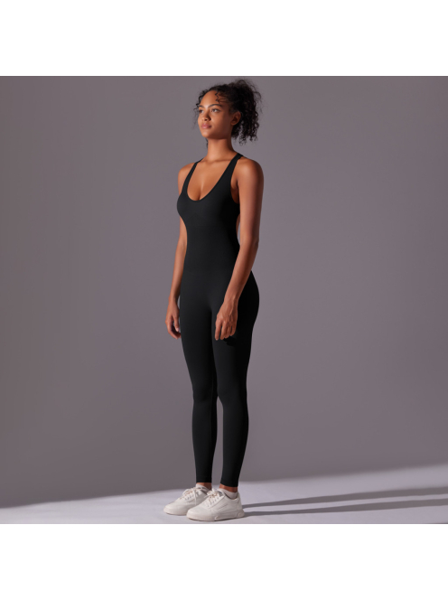 Pro Play - Nyitott hátú - Fitness és jóga overál (fekete)