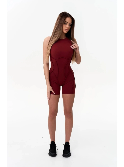 Back Flash - Nyitott hátú - Fitness és jóga overál (burgundivörös)
