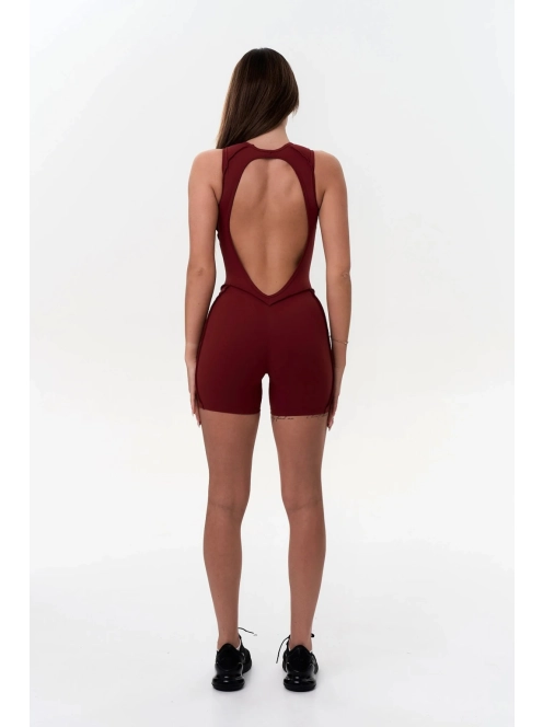 Back Flash - Nyitott hátú - Fitness és jóga overál (burgundivörös)