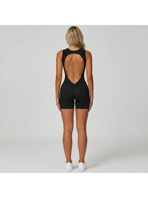 Back Flash - Nyitott hátú - Fitness és jóga overál (fekete)