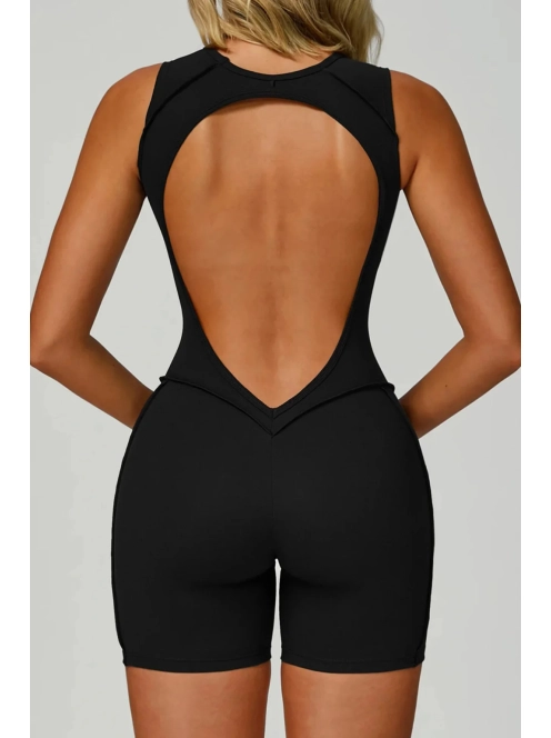 Back Flash - Nyitott hátú - Fitness és jóga overál (fekete)