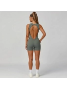 Back Flash - Nyitott hátú - Fitness és jóga overál (olivazöld)