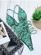 Kígyómintás egyrészes fürdőruha (zöld)