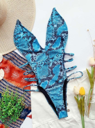 Kígyómintás egyrészes fürdőruha (kék)