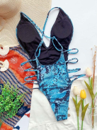 Kígyómintás egyrészes fürdőruha (kék)