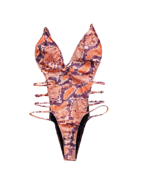 Kígyómintás egyrészes fürdőruha (narancs)
