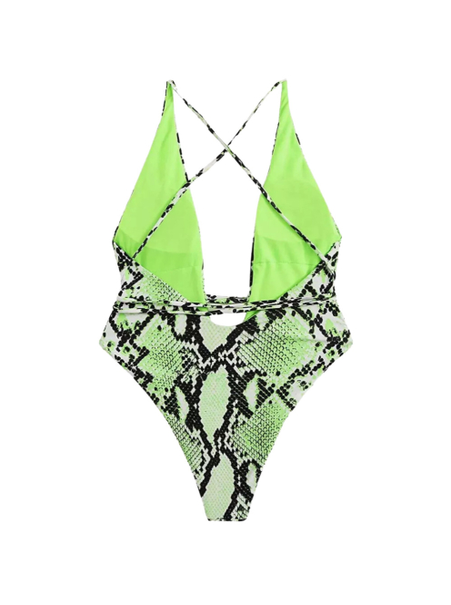 Kígyómintás egyrészes fürdőruha (zöld)