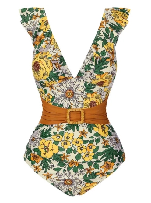 Riviera Ruffles | Sophia's Choice | Egyrészes mélyen dekoltált fürdőruha