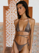 Mystic Lume | Drapp metál kétrészes tangás bikini 