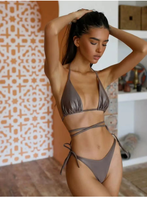 Mystic Lume | Drapp metál kétrészes tangás bikini 