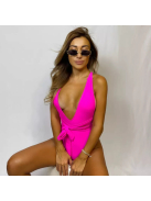 Neon Pink Fuss - Variálható megkötős egyrészes fürdőruha