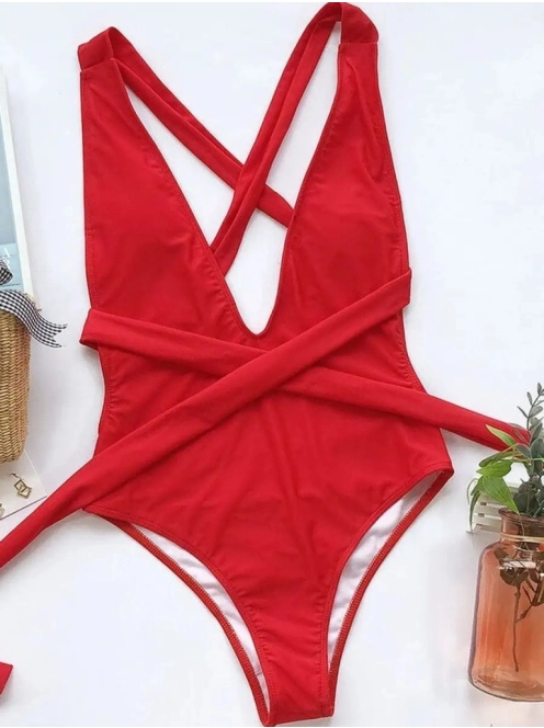 Mermaid Red - Variálható megkötős egyrészes fürdőruha