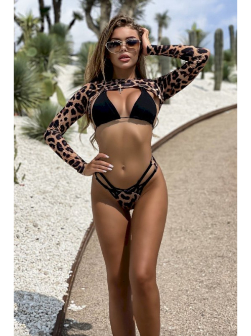 Safari Chic Trio - natur háromrészes bikini szett