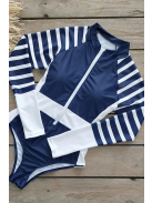 Nautical Navy hosszú ujjú egyrészes fürdőruha