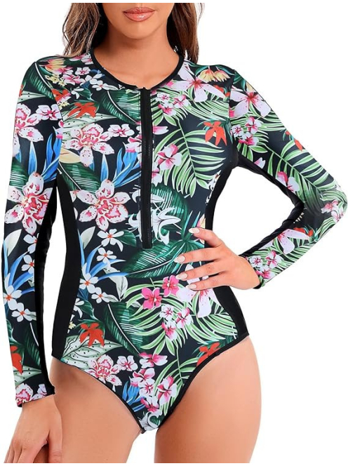 Tropical Diva hosszú ujjú egyrészes fürdőruha