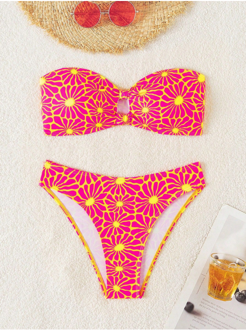 Floral Sundance | Kétrészes csőtop bikini szett