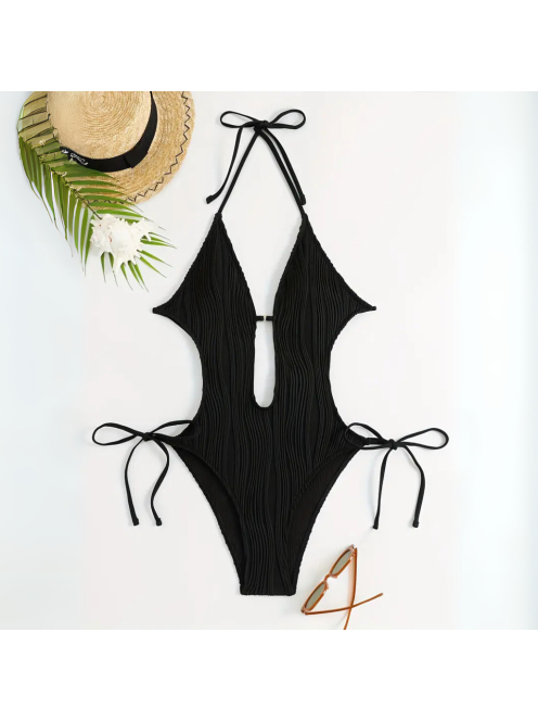 Ideallina - Nyitotthátú fekete monokini