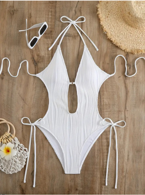 Ideallina - Nyitotthátú fehér monokini