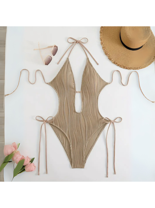 Ideallina - Nyitotthátú bézs monokini